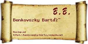 Benkovszky Bartó névjegykártya
